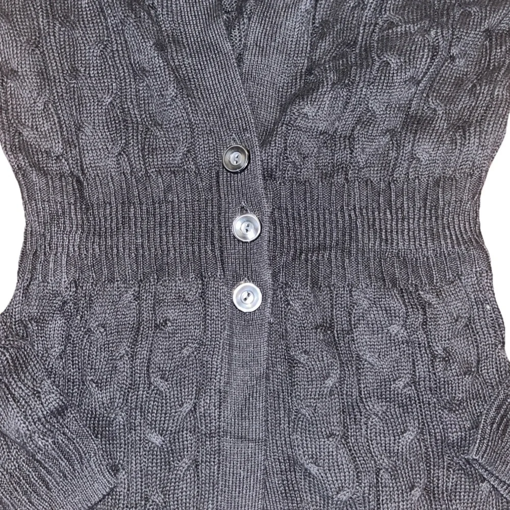 Cracker & Barrel Women Black Cable Knit 100% Cotton Cardigan 3 Button’s Sweater